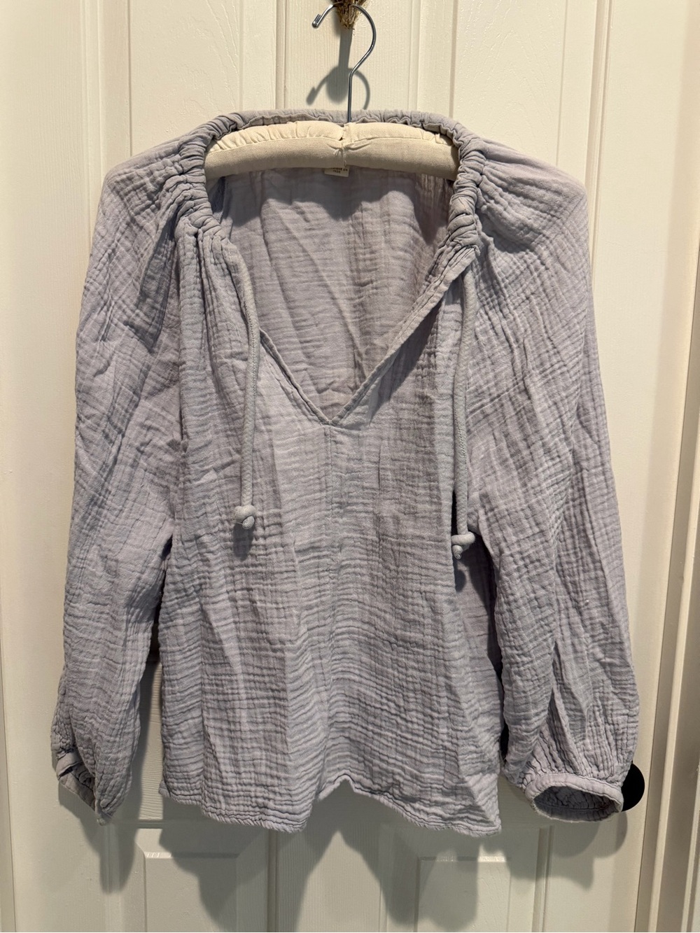 H&M Light Gray Gauze V-Neck Tie Tunic